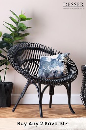 Desser Black Shanghai Wicker Rattan Chair (N97031) | £225