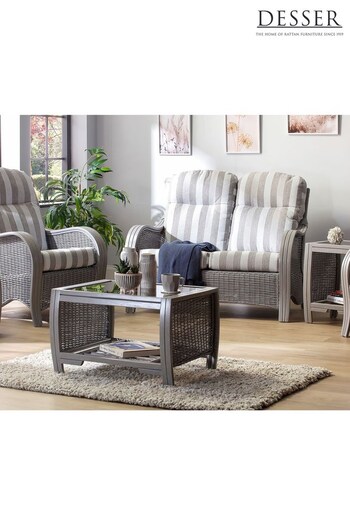 Desser Grey Athena Check Turin Light Oak Conservatory 2 Seater Sofa And Coffe Table Set (N97058) | £1,800