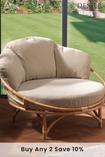 Desser Bouclé Plain Snug Wicker Rattan Chair (N97064) | £495