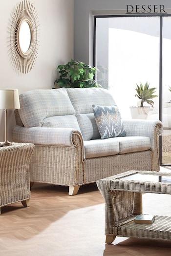 Desser Grey Athena Check Clifton Natural Rattan Conservatory 2 Seater Sofa (N97065) | £850