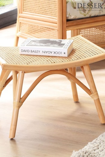 Desser Floral Lily Green Chester Natural Rattan Conservatory Footstool (N97067) | £125