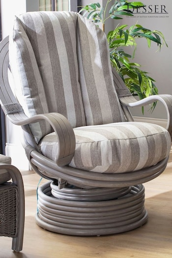 Desser Duke Grey Stripe Turin Conservatory 360 Conservatory Swivel Rocker Chair (N97073) | £600