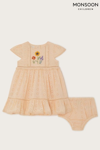 Newborn Broderie Saison Dress and Briefs (N97138) | £30