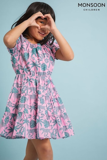 Monsoon Pink Elephant Print Dress (N97174) | £25 - £29