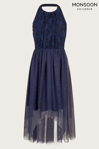 Monsoon Blue Hayley Lace Prom Dress (N97178) | £52 - £57