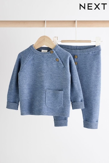 Blue Knitted Top and Leggings Baby Set (0mths-2yrs) (N97192) | £17 - £19