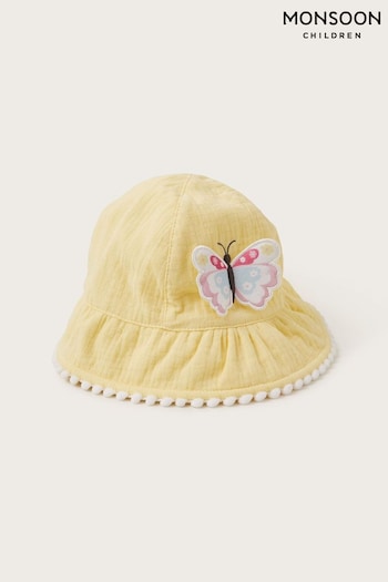 Monsoon Yellow BLACK Butterfly Bucket Hat (N97198) | £11