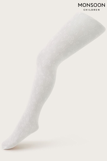 Monsoon White Butterfly Lace Tights (N97215) | £9 - £10