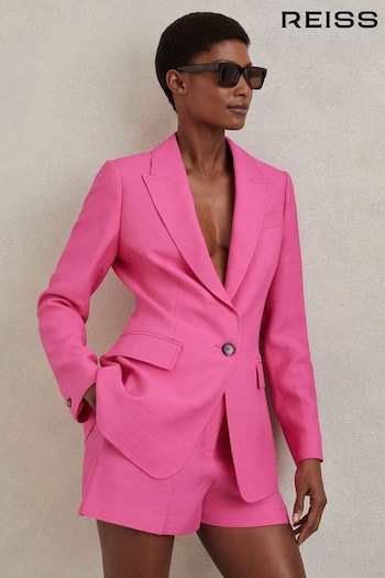 Reiss Pink Hewey Tailored Textured Single Breasted Suit Blazer (N97263) | £268