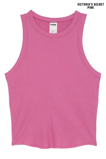 Victoria's Secret PINK Pink Violet High Neck Shrunken Rib Tank Top (N97382) | £19