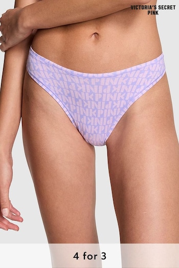 Victoria's Secret PINK Purple Cloud Logo Thong Cotton Cheeky Knickers (N97392) | £9