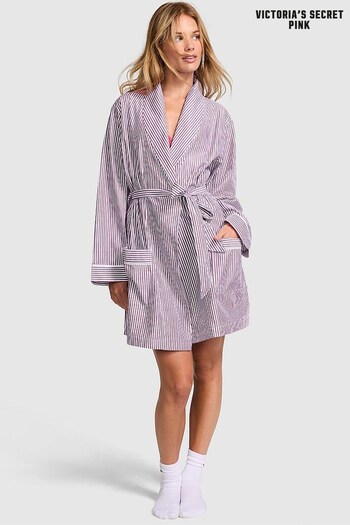 Victoria's Secret PINK Purple Rose Stripe Cotton Dressing Gown (N97535) | £46