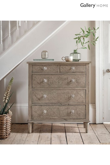 Gallery Home Natural Wood Mustique 5 Drawer Chest (N97801) | £1,350
