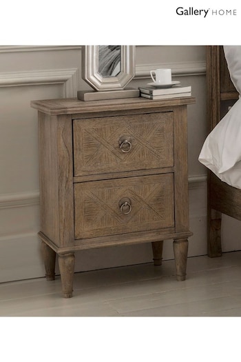 Gallery Home Natural Wood Mustique 2 Drawer Bedside Table (N97802) | £500