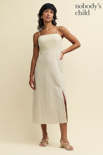 Nobodys Child Bianco Neutral Stripe Maddy Midi Dress (N97918) | £69
