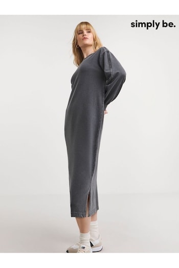 Simply Be Grey Longline Sweatshirt Dress (N97921) | £26