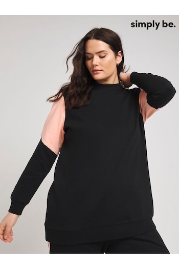 Simply Be Black And Peach Colourblock Sweatshirt (N97927) | £26