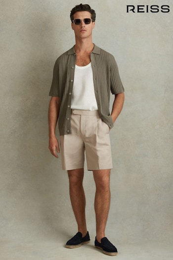 Reiss Stone Con Cotton Blend Adjuster Shorts (N98189) | £98