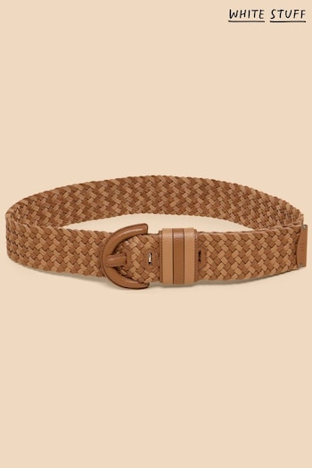 White Stuff Brown Leather Weave Waist Belt (N98240) | £39