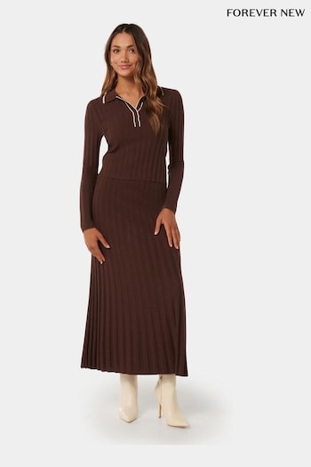 Forever New Brown Petite Edith Knit Assorted Dress (N98444) | £60