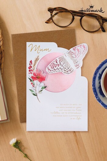 Hallmark White Mother's Day Card for Mum Flowers and Butterfly (N98474) | £4.50