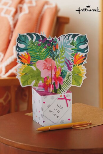 Hallmark Green and Pink Pop Up Mother's Day Card 3D Tropical Flowers (N98496) | £4