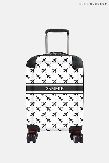 Personalised Monochrome Aeroplane Suitcase by Koko Blossom (N98548) | £125 - £175