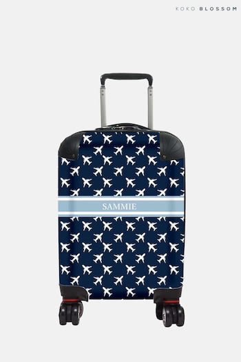 Personalised Navy Aeroplane Suitcase by Koko Blossom (N98551) | £125 - £175