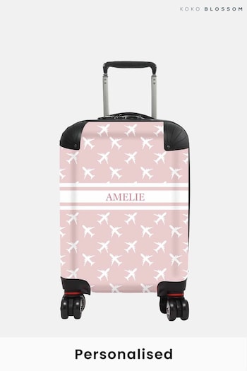 Personalised Pink Aeroplane Suitcase by Koko Blossom (N98552) | £125 - £175