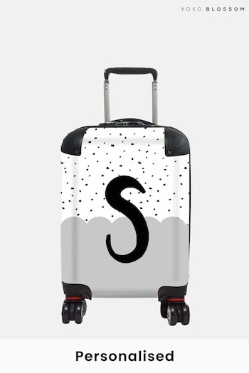 Personalised Dotty Grey Initial Suitcase Koko Blossom (N98554) | £125 - £175