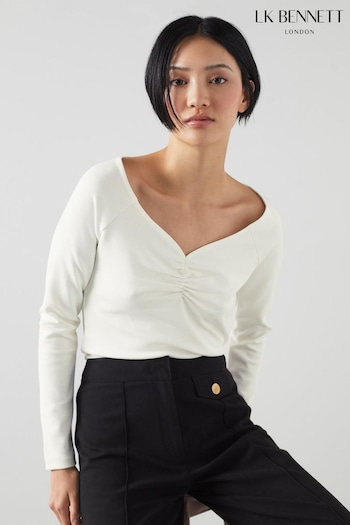 LK Bennett Cream Anabella Cream Lenzing™ Ecovero™ Viscose Blend Top (N98570) | £89