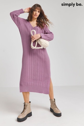 Simply Be Purple Rib V-Neck Midaxi Dress (N98574) | £35