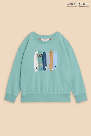 White Stuff Green Fish Surfboard Graphic Sweatshirt (N98582) | £20