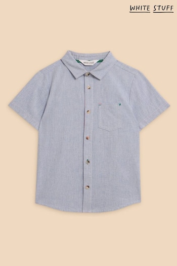 White Stuff Chambray Blue Short Sleeve Shirt (N98597) | £20