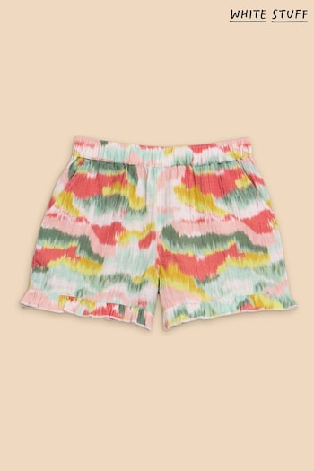 White Stuff Pink Tie Dye Printed Frill Shorts nydj (N98608) | £18