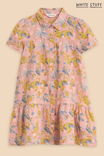 White Stuff Pink Printed Woven Shirt Dress (N98615) | £25