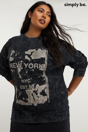 Simply Be New York Graphic Black Sweatshirt (N98622) | £28
