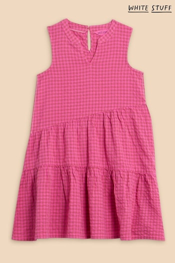 White Stuff Pink Gingham Short Sleeve Dress (N98628) | £25