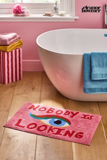 Eleanor Bowmer Pink 100% Cotton Nobody is Looking Bath Mat (N98689) | £25