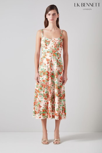 LK Bennett Petite Lucy Neon Garden Organic Cotton Sun Dress (N98710) | £279
