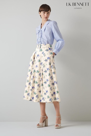 LK Bennett Elodie Bouquet Print Organic Cotton Skirt (N98713) | £229