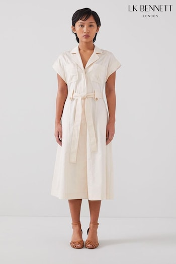 LK Bennett Petite Ivy Cotton Utility short-sleeve Shirt Dress (N98720) | £259