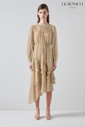 LK Bennett Mini Bea Check Silk Chiffon Ruffle Dress (N98731) | £429