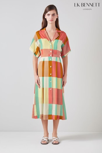 LK Bennett Izzy Large Check Viscose-Silk Relaxed Shirt Dress (N98739) | £399