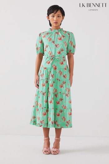 LK Bennett Hedy Petite Bouquet Print Organic Cotton Dress (N98742) | £299