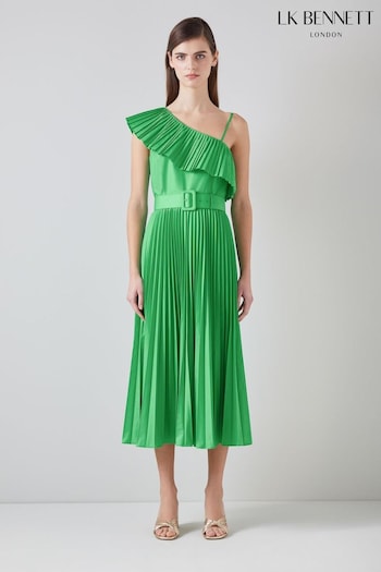LK Bennett Josephine One-Shoulder Pleated Dress (N98768) | £329