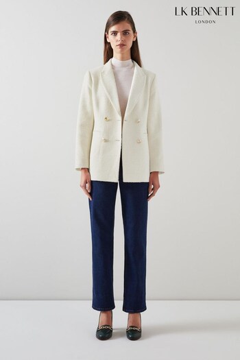 LK Bennett Cream Mariner Italian Recycled Cotton-Blend Tweed Jacket (N98775) | £359