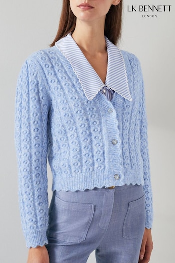 LK Bennett Blue Coleen Responsible Wool Standard Wool-Blend Cardigan (N98787) | £199