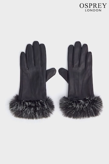 OSPREY LONDON The Penny Leather Black Gloves (N98803) | £49