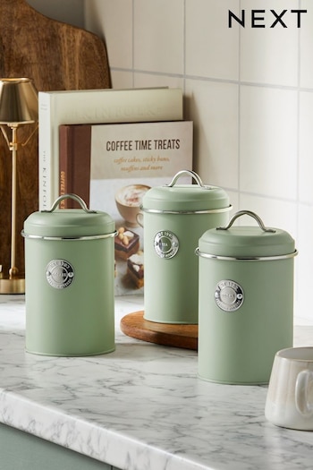 Set of 3 Sage Green Badge Storage Jars (N98849) | £22